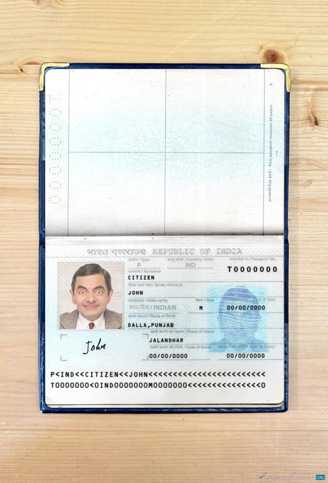 Download India passport new version 2 pages photolook 1 Photoshop template